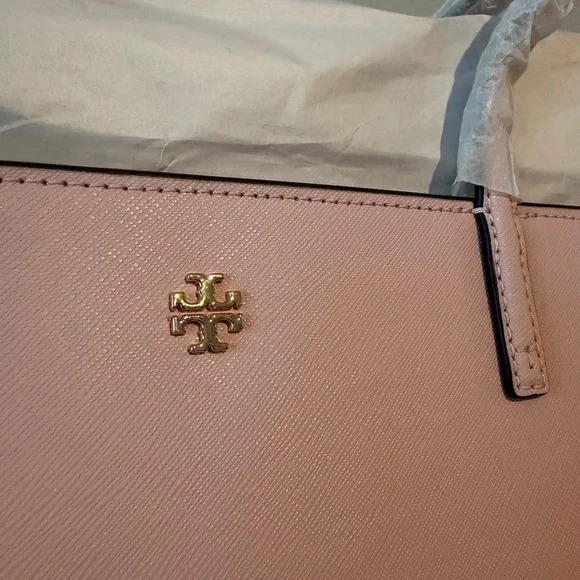 NWT Tory Burch Emerson Saffiano Leather Small Tote in Pink Quartz - Picture 5 of 16